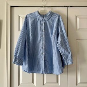 Women’s Plus Size Blue Striped Blouse - 4X
